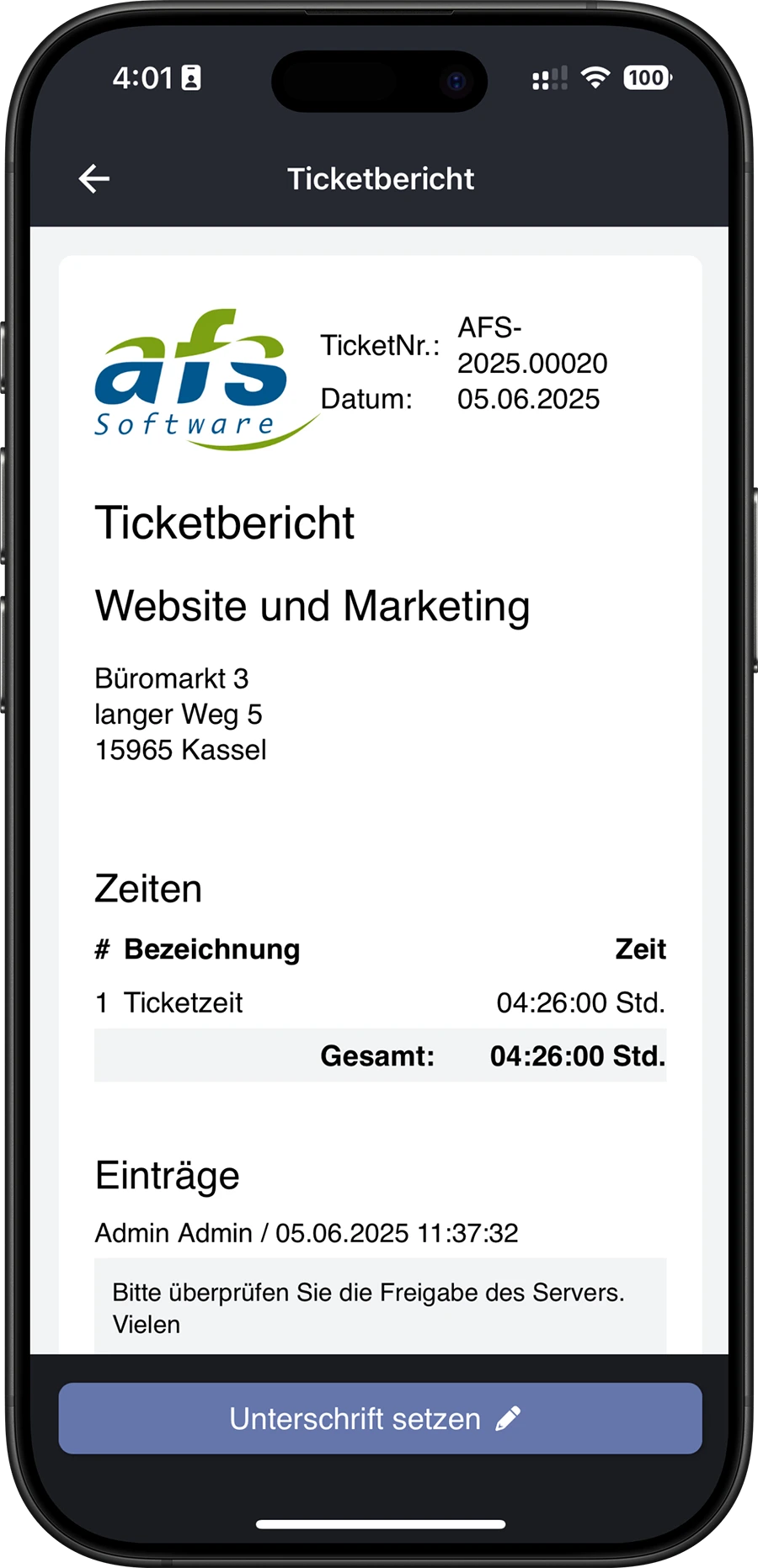 ticketsystem mobile ios android